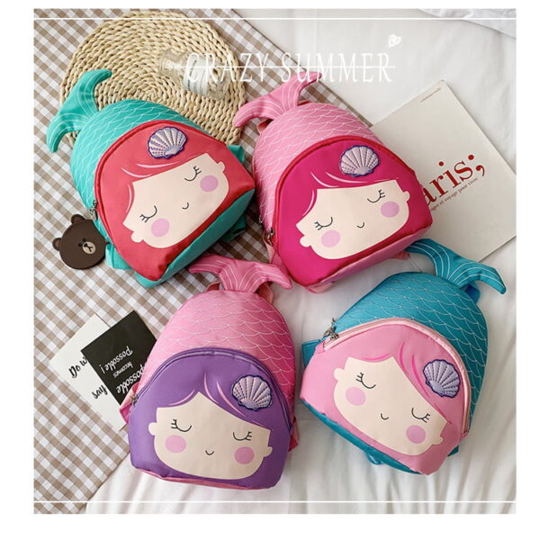 KALANTA Fashion 3D Cute Mermaid Backpack for Baby - Light Kindergarten Kid Bag - Mochila Escolar Girls Cartoon Schoolbag