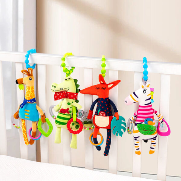 Happy Monkey Baby Plush Hanging Toy with Squeakers - Sound-Enhanced Stroller Toy for Babies